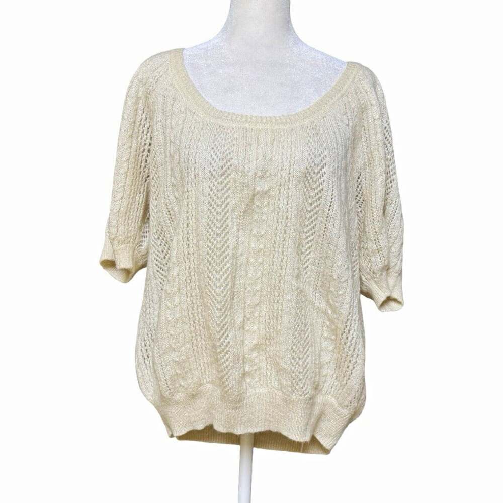 Express Design Studio Women’s S Ivory Mohair Wool Blend Cable Knit Sweater